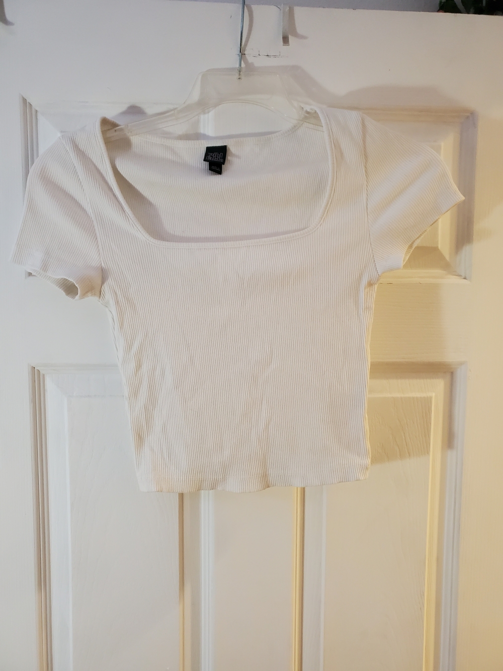 wild fable White Ribbed Square-Neck Crop Top Juniors